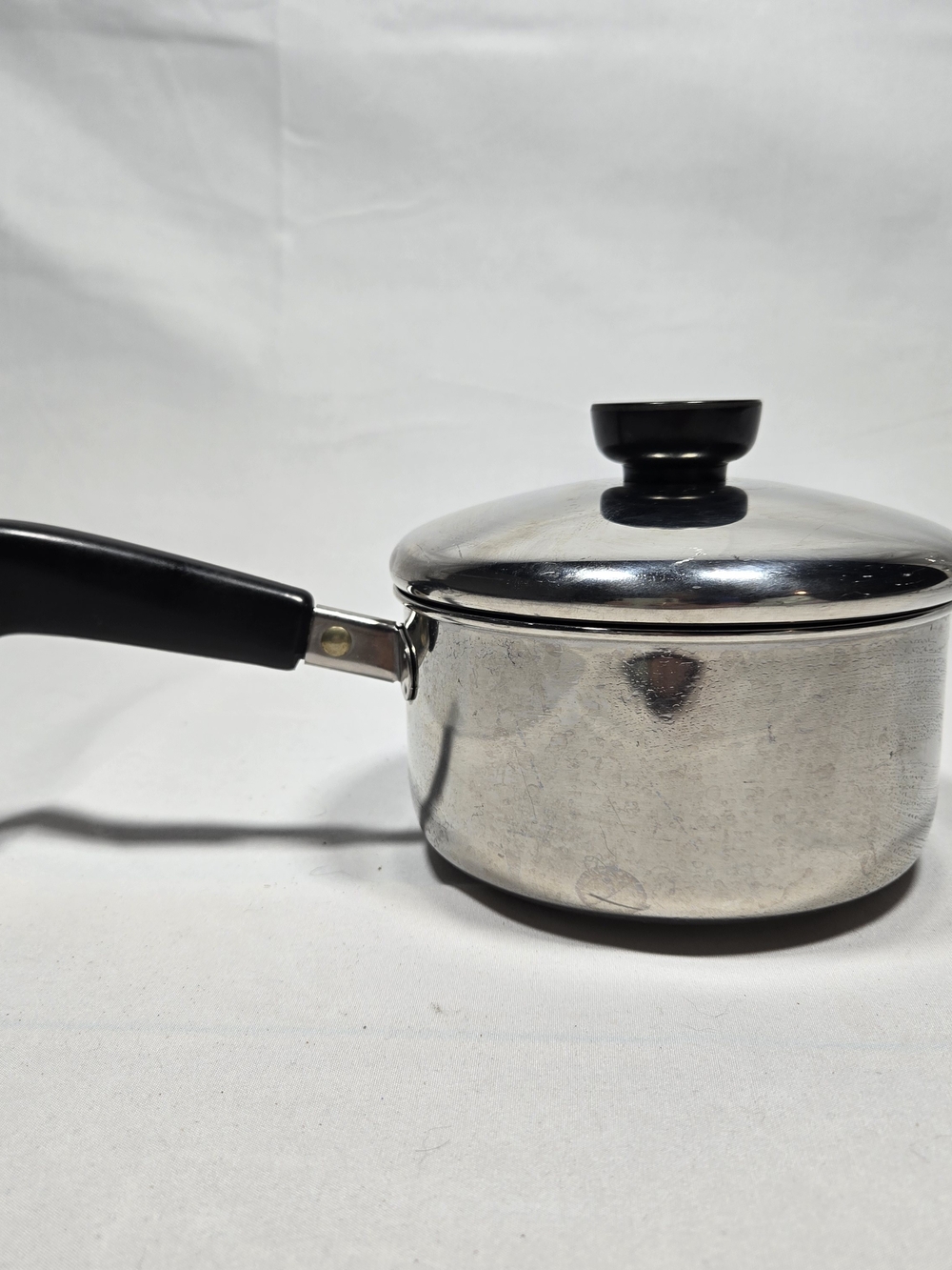 Vintage Revere Ware Stainless Steel Tri-Ply Bottom 1 Qt Saucepan W/Lid 96d